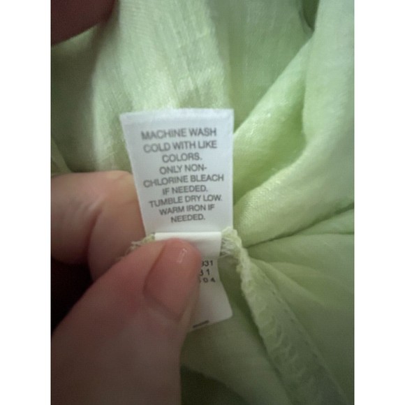 J Jill Love Linen Top Womens Size M Tunic Tank Light Green Button Up Collared - Picture 4 of 6